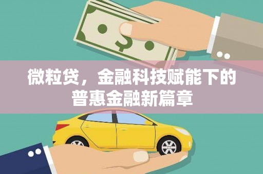 乌马河微粒贷，金融科技赋能下的普惠金融新篇章