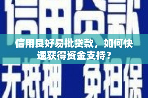 玉山信用良好易批贷款，如何快速获得资金支持？