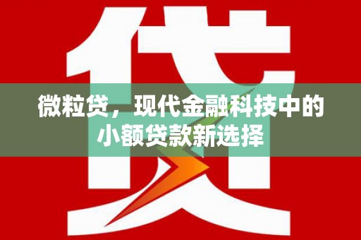 陆川微粒贷，现代金融科技中的小额贷款新选择
