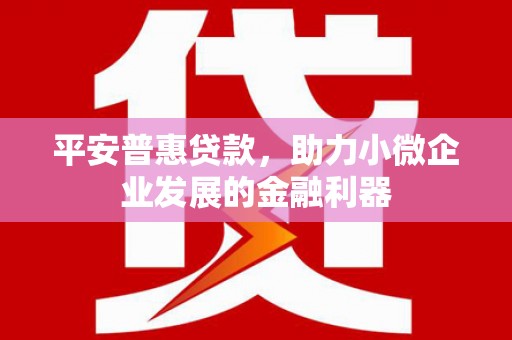 冬山平安普惠贷款，助力小微企业发展的金融利器